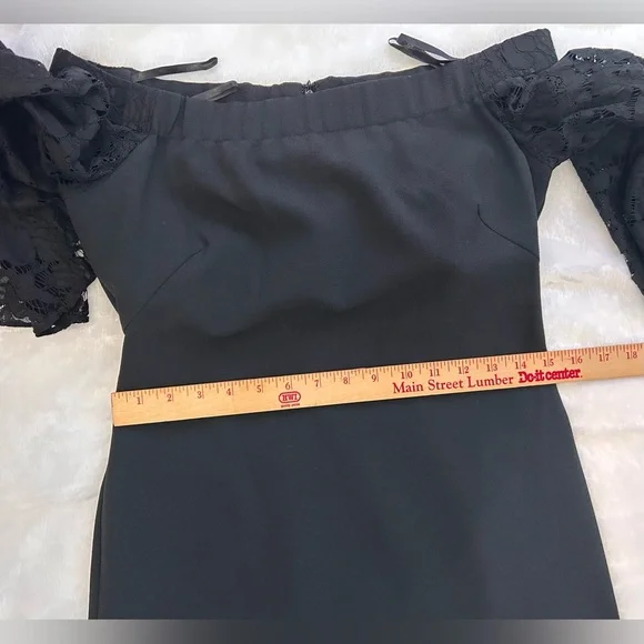 Chelsea28 Black Bell Lace Sleeve Dress Size 6 - Picture 11 of 14